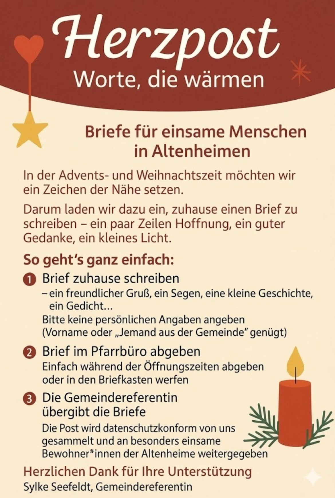 Aktion Herzpost - Aktion für die Seniorenheime in der Advents- und Weihnachtszeit (c) Sylke Seefeldt