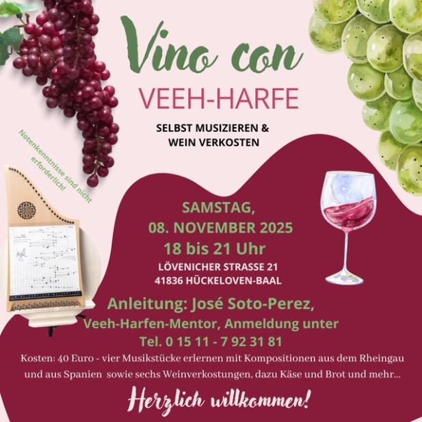 Harfe und Vino (c) Harfenklang Hückelhoven