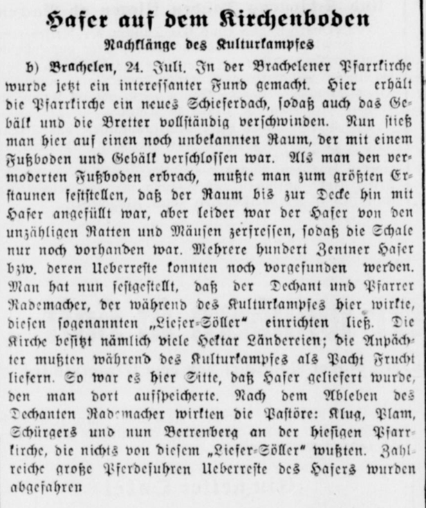 Johann Peter Rademacher - Hafer auf dem Kirchenboden